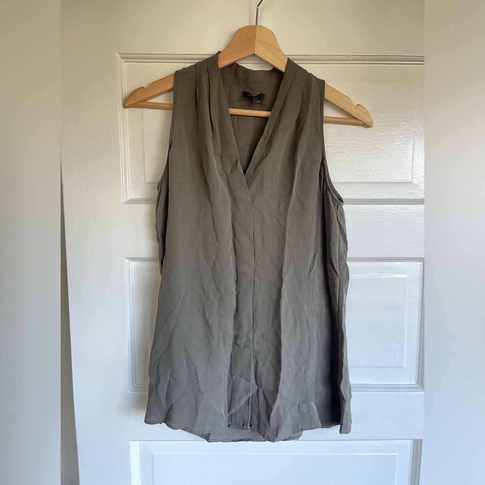 Green Theory V Neck Silk Top size S